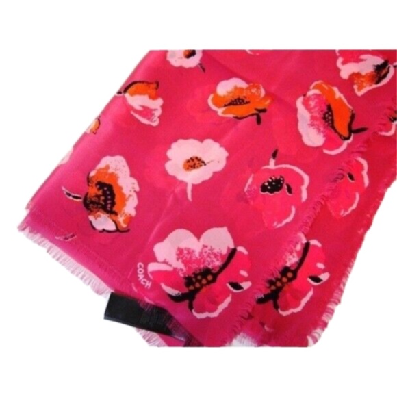 Coach Exploded Wildflower Silk Crepe Scarf (F77812): Dahlia Multi - $135 Retail - Picture 7 of 7